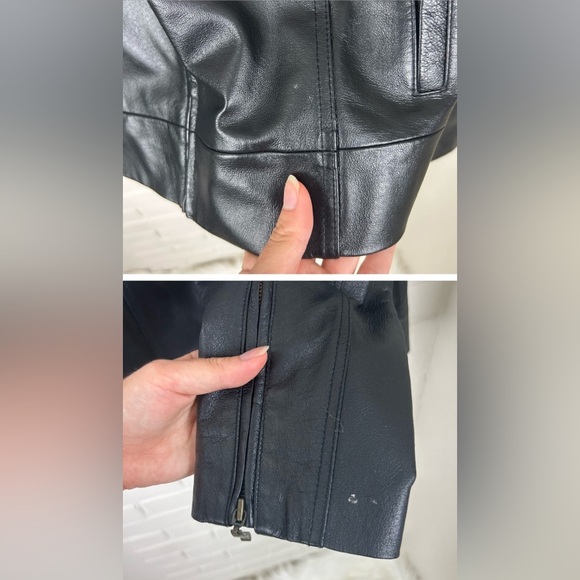 Vintage Austin Clothing Co. Black 100% Genuine Leather Zip Front Jacket Size M - Picture 4 of 5